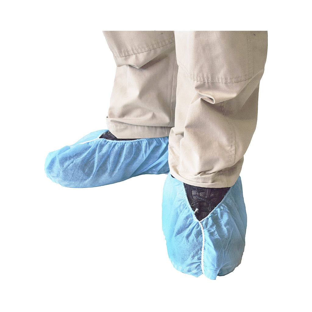 Globe Shoe Cover - Recommended for: Indoor - X-Large - Polypropylene - Blue - Slip Resistant, Skid Resistant, Recyclable, Non-toxic, PVC-free, Heavy Duty, Tear Resistant, Disposable, Latex-free, Comfortable, Breathable - 100 / Pack