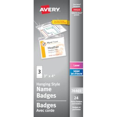 AVERY 4X3 CORD STYLE BADGE KIT