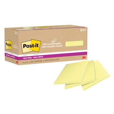 Post-it® Super Sticky Adhesive Note - 3" (76.20 mm) Flag/Note Width x 3" (76.20 mm) Flag/Note Length - Square - 70 Sheets per Pad - "Canary Yellow - Repositionable - Recycled - 24 / Pack
