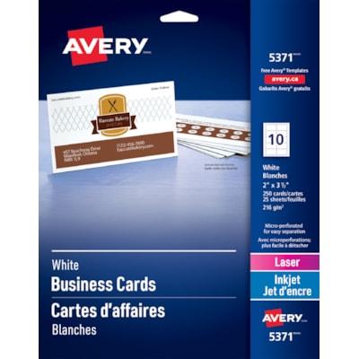 AVERY BIZ CARD WHT 2X3.5 250PK