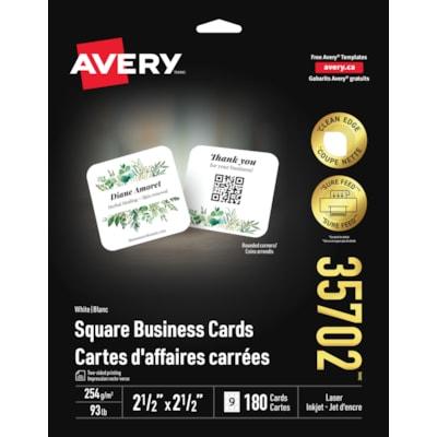 AVERY SQ BUSINESS CARDS 180/PK