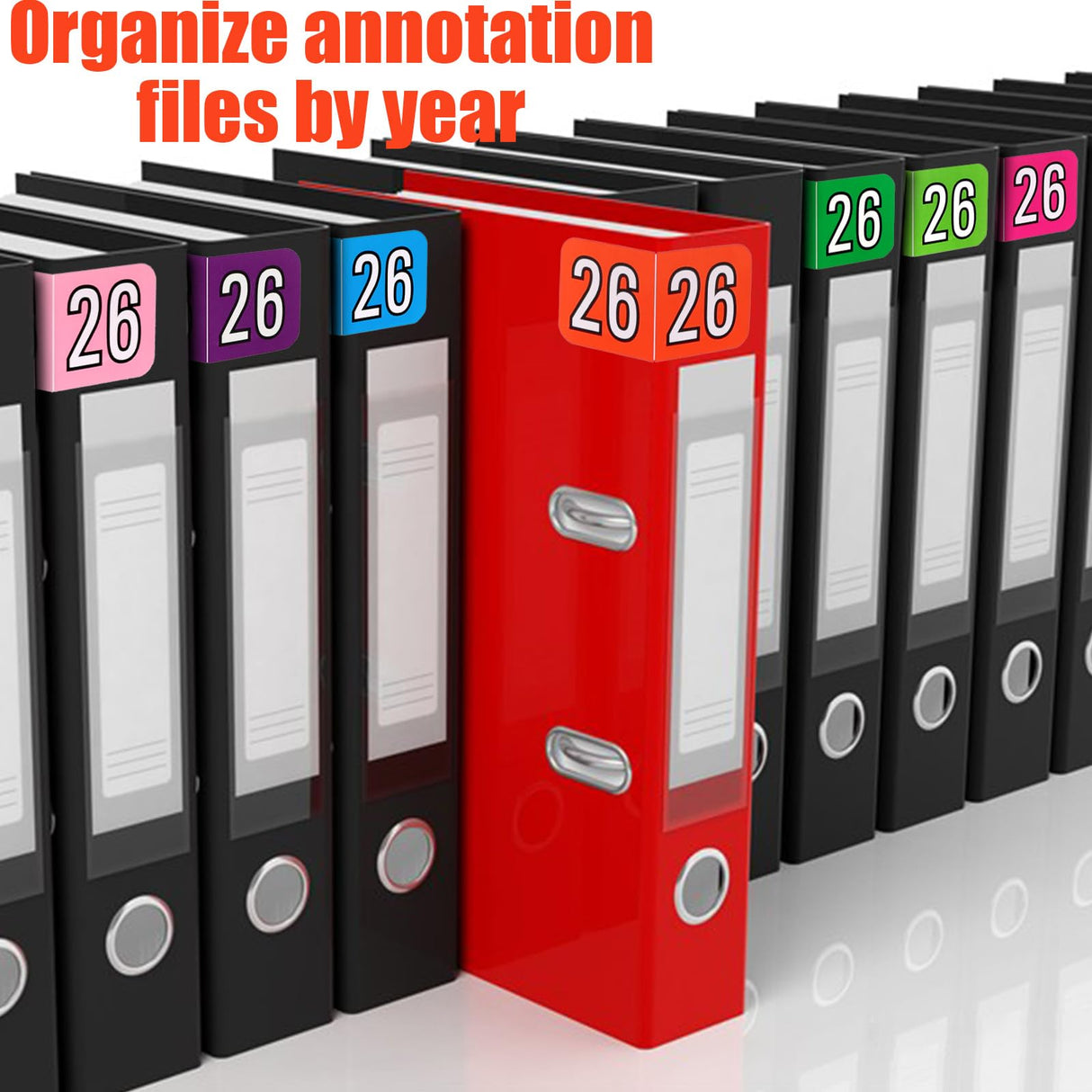500pcs 2026 Year Stickers, 3/4x1-1/2 Inch File Folder Labels 26 Year Colored Self-Adhesive Medical Chart Number Stickers for Tab File Folders Office Supplies (Red)