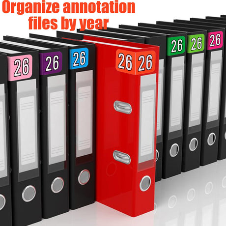 500pcs 2026 Year Stickers, 3/4x1-1/2 Inch File Folder Labels 26 Year Colored Self-Adhesive Medical Chart Number Stickers for Tab File Folders Office Supplies (Red)