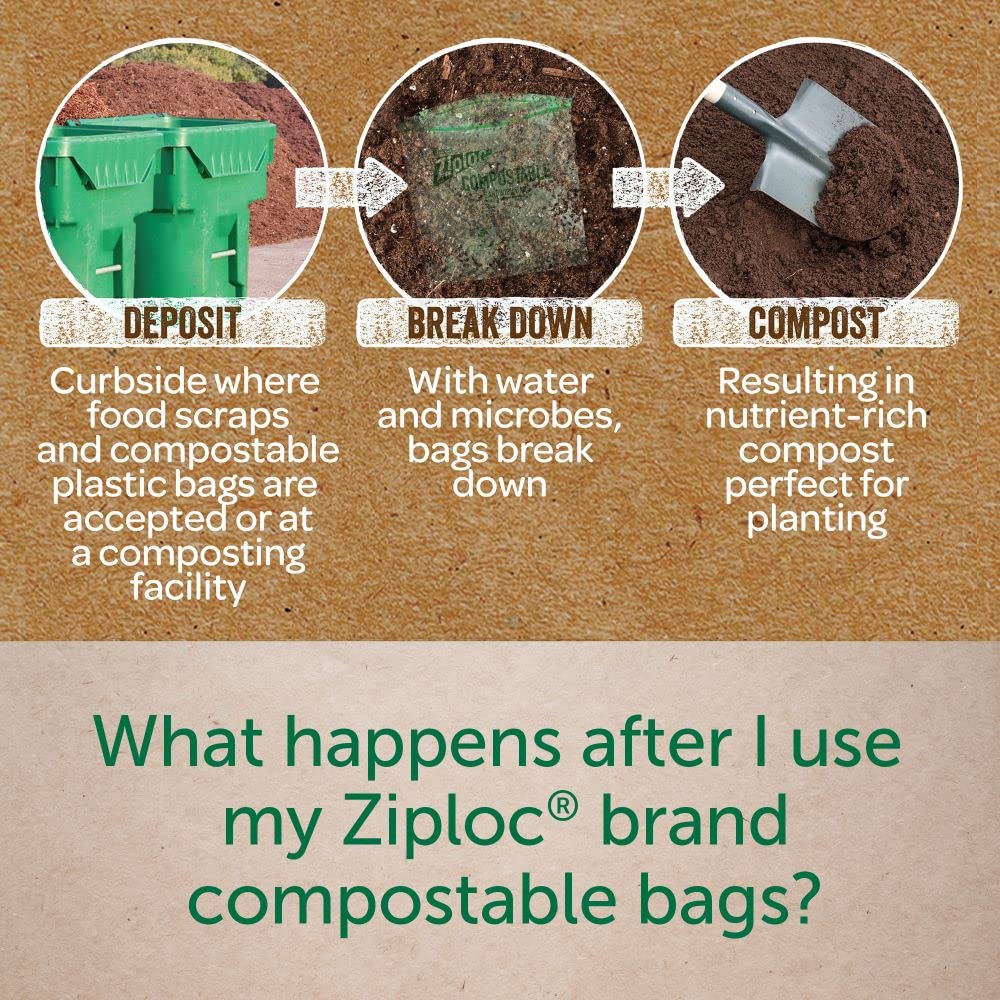 Ziploc Compostable Snack and Sandwich Bags for On-the-Go Freshness, 20 Count