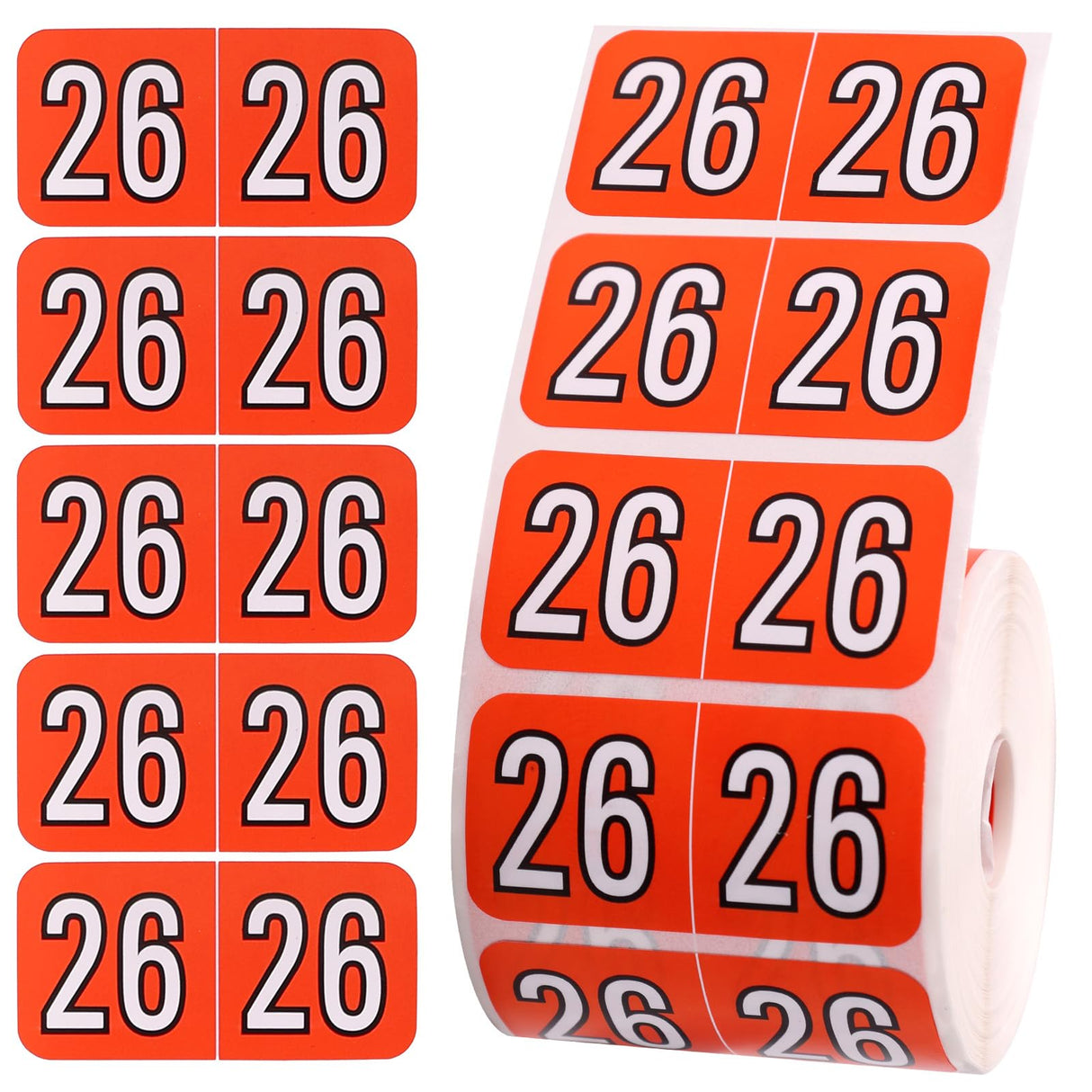 500pcs 2026 Year Stickers, 3/4x1-1/2 Inch File Folder Labels 26 Year Colored Self-Adhesive Medical Chart Number Stickers for Tab File Folders Office Supplies (Red)