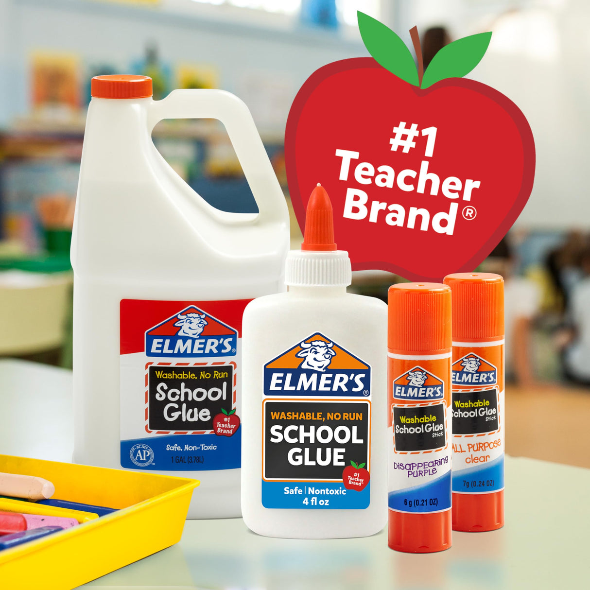 Elmer's Disappearing Purple School Glue Sticks, 0.24 oz Each, 30-Count Class Pack (E555)