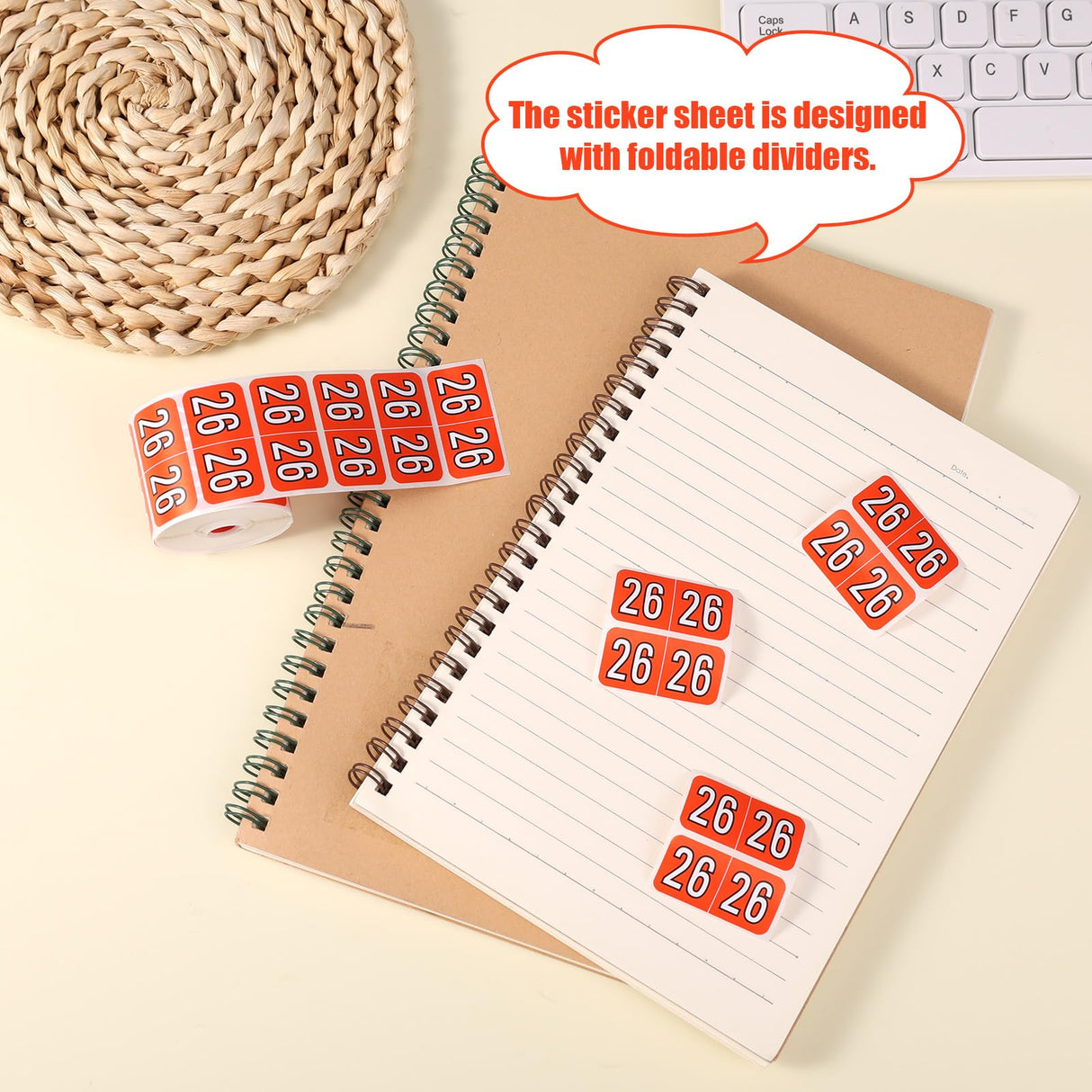 500pcs 2026 Year Stickers, 3/4x1-1/2 Inch File Folder Labels 26 Year Colored Self-Adhesive Medical Chart Number Stickers for Tab File Folders Office Supplies (Red)
