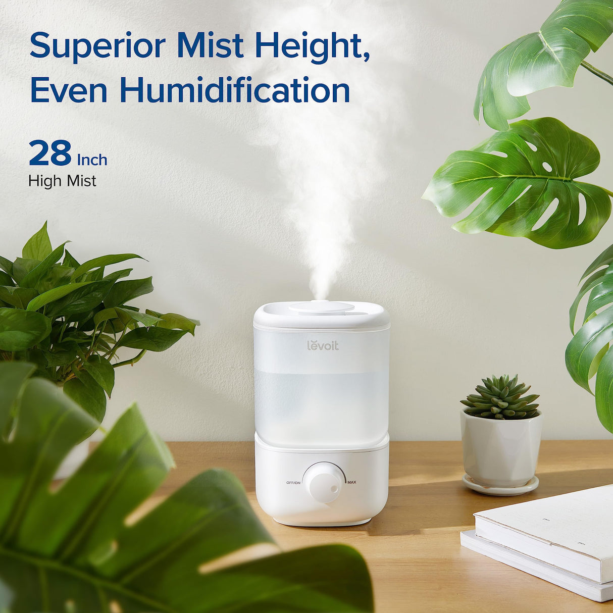 LEVOIT Humidifiers for Bedroom, 2.5L Top Fill Cool Mist Air Humidifier for Baby Nursery, Plants, Ultrasonic, Auto Shut-off, BPA Free, Quiet, Knob Control, 360° Nozzle