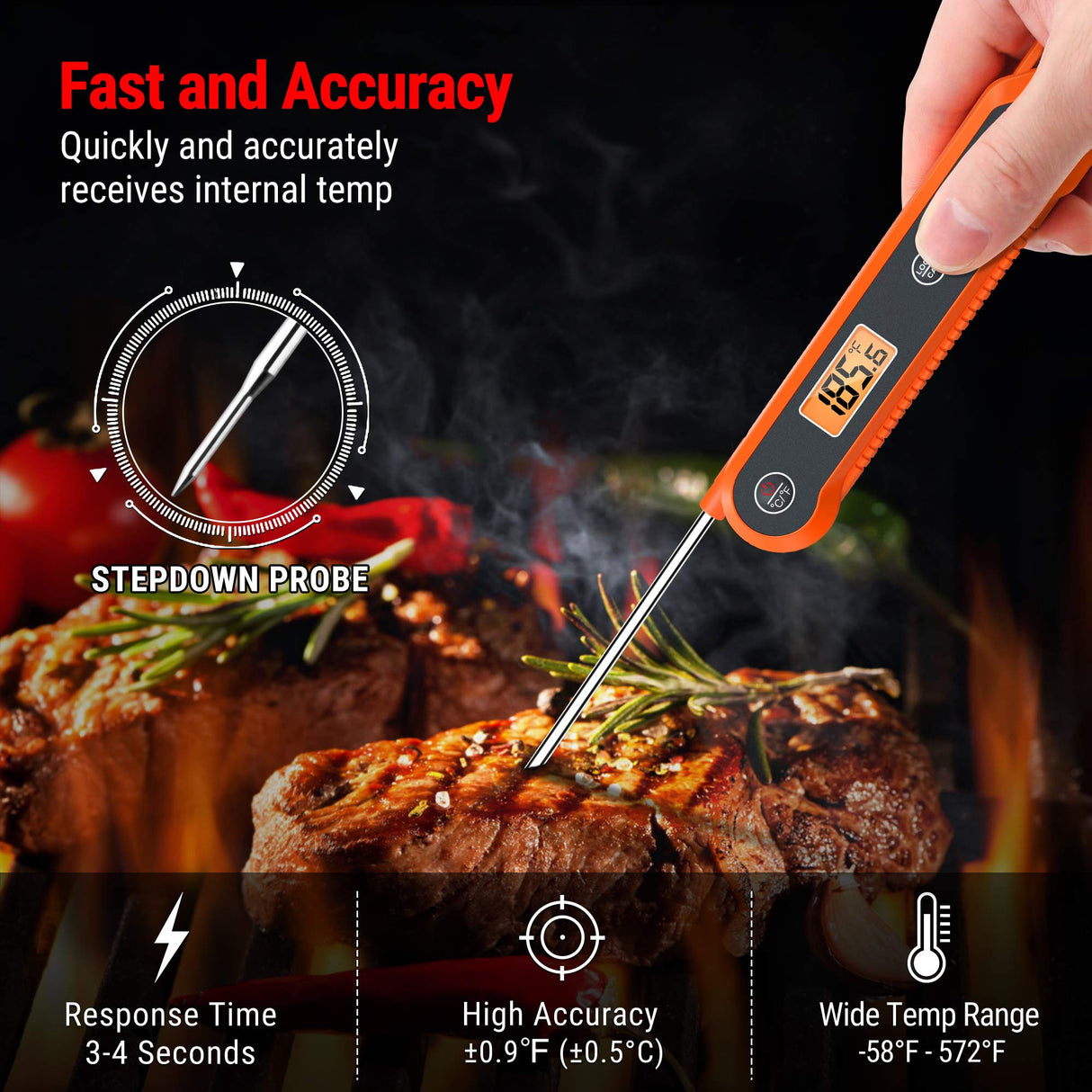 ThermoPro Waterproof Digital Instant Read Meat Thermometer Kitchen Cooking Food Thermometer with Backlight Steak Oil Fry Candy Thermometer