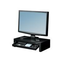 Fellowes Designer Suites Monitor Riser - Up to 21" (533.40 mm) Screen Support - 40 lb (18143.69 g) Load Capacity - 4.38" (111.25 mm) Height x 16" (406.40 mm) Width x 9.38" (238.25 mm) Depth - Desktop - Black, Pearl