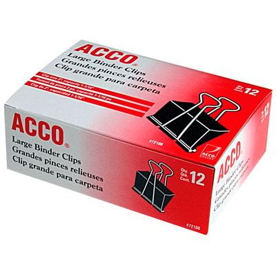 Acco Fold-Back Binder Clips, Black/Silver, 2" Large