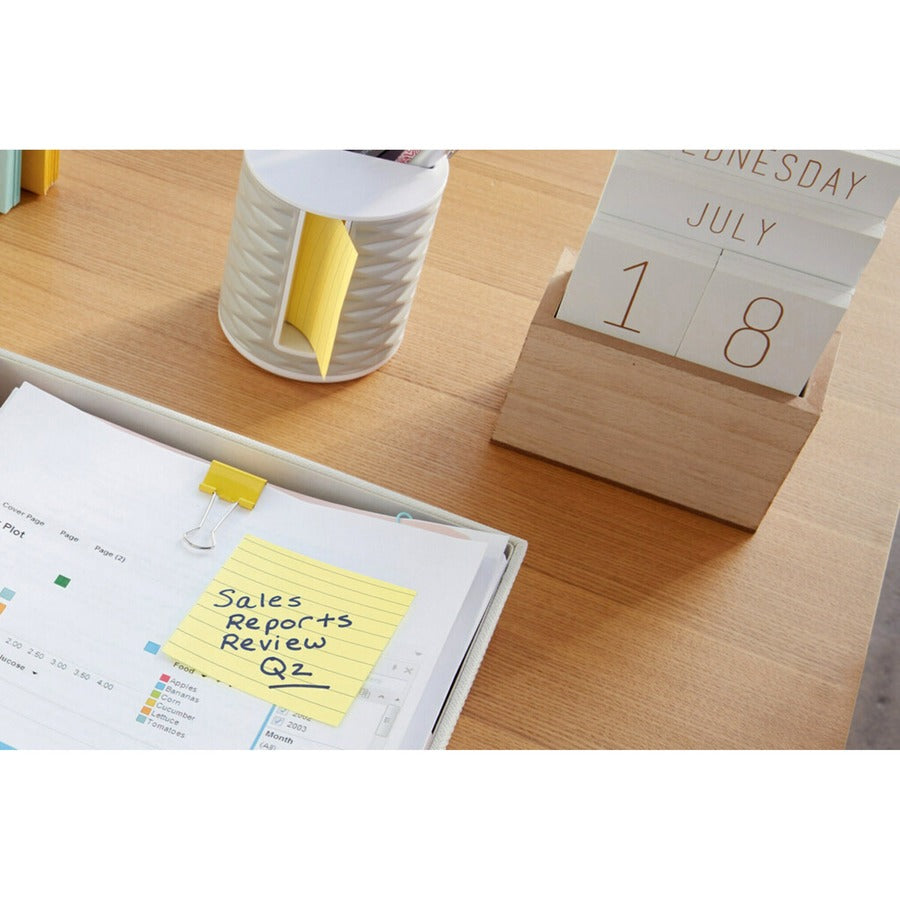 Post-it® Lined Notes - 600 x Canary Yellow - 3" (76.20 mm) Flag/Note Width x 3" (76.20 mm) Flag/Note Length - Square - 100 Sheets per Pad - Ruled - "Yellow - Paper - Self-adhesive, Repositionable, Removable - 6 / Pack