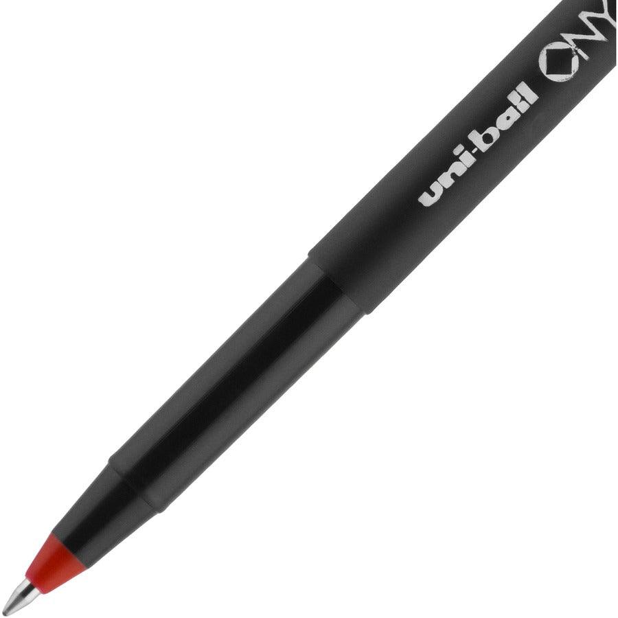uniball™ Onyx Rollerball Pens - Fine Pen Point - 0.7 mm Pen Point Size - Red - Metal Tip - 1 Dozen